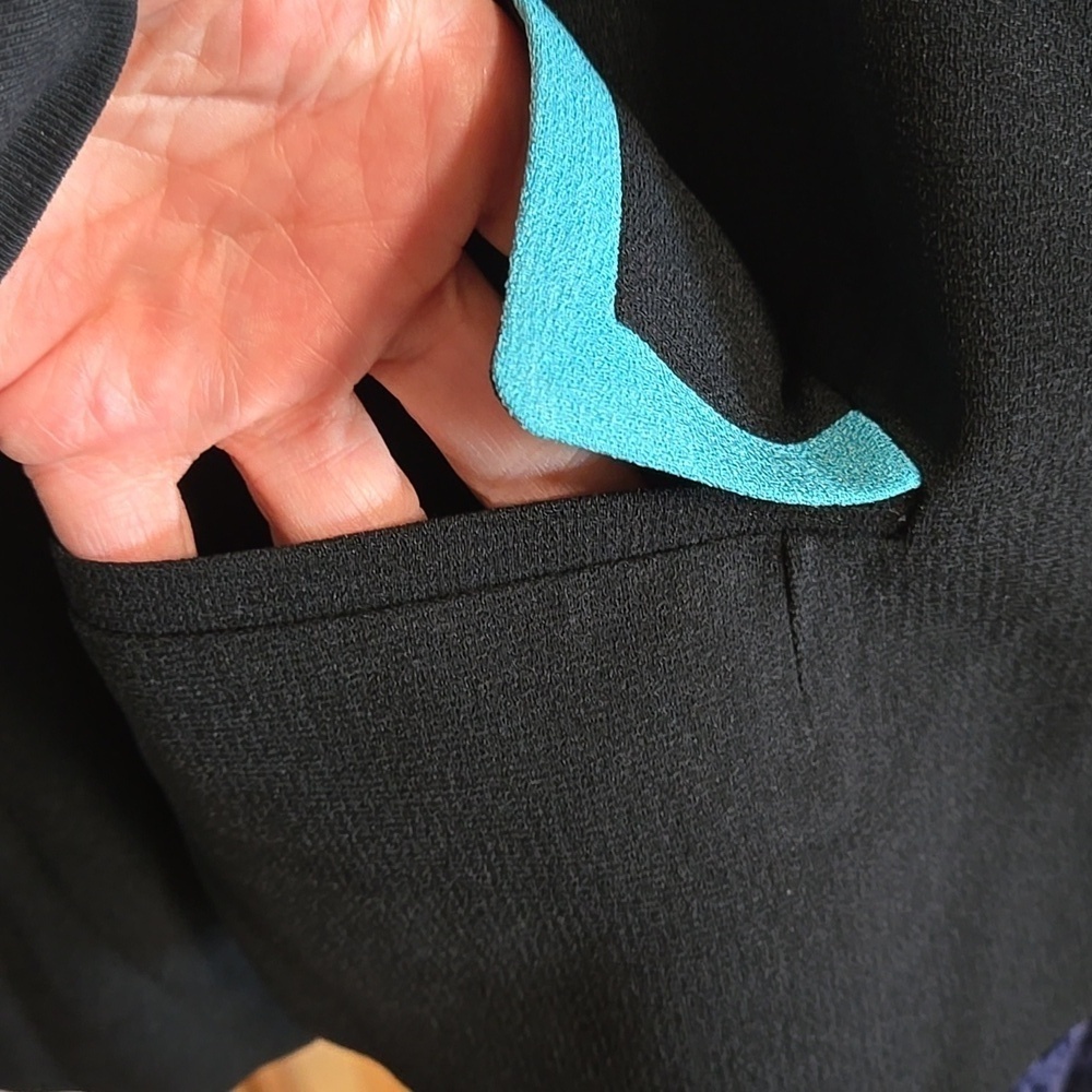 Christian Dior Color Block Blazer Womens Size 14 Black And Teal - Picture 4 of 9